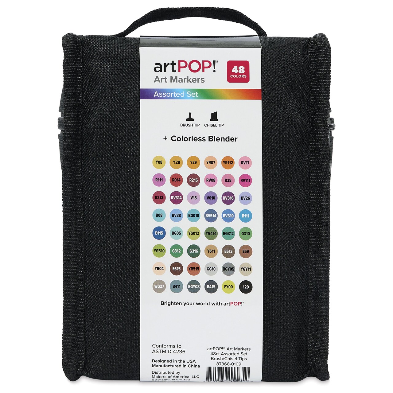 artPOP! Alcohol Markers - Chisel and Brush Dual Tip - 48 Colors with Blender – Alcohol-Based Markers for Adult Coloring Books, Illustration, Sketching – Alcohol Marker Pack for Students & Artists